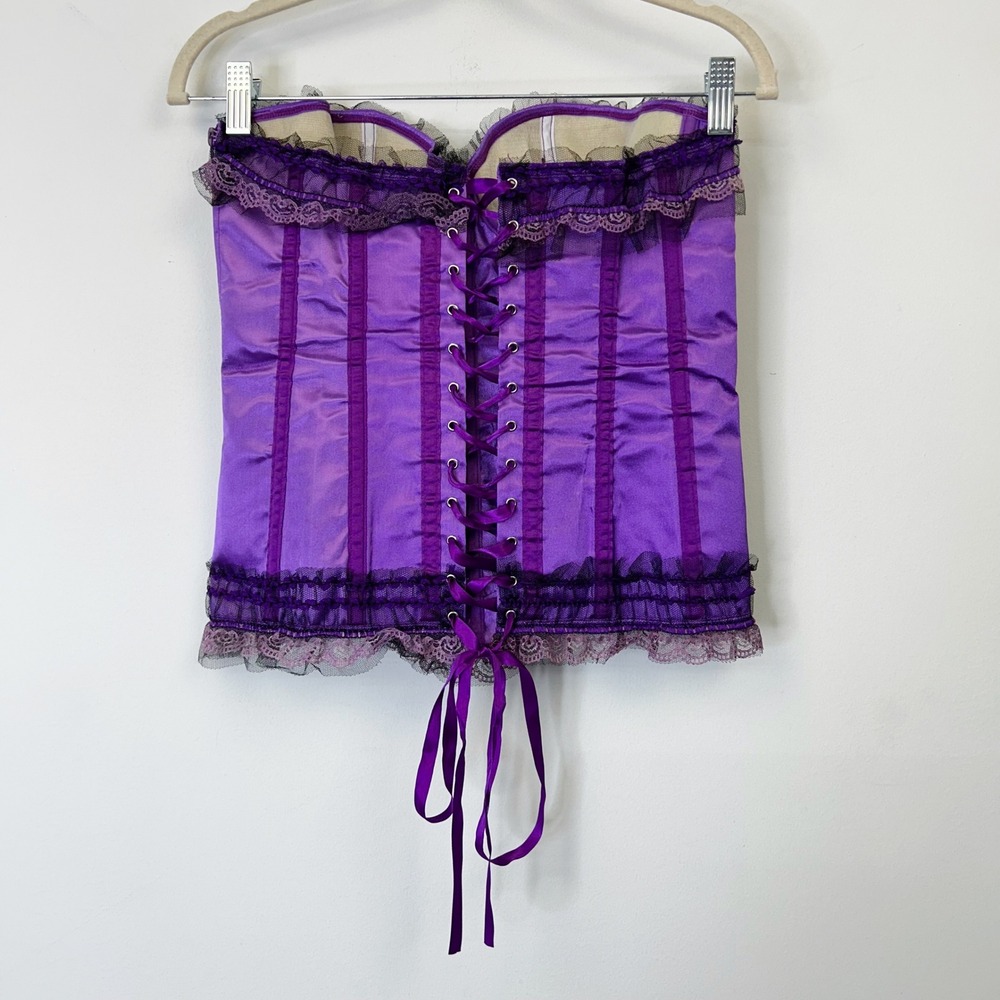 Starline Purple Corset Top Women's‎ Size 34 Small Lace Up Side Zipper Coquette - Picture 7 of 9